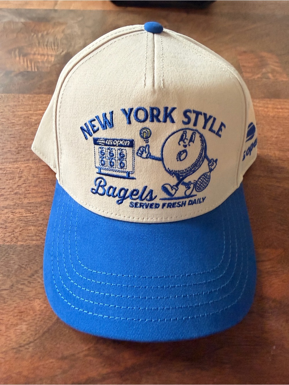 Brand New American Needle New York Style Bagels Baseball Cap - Cream and Blue